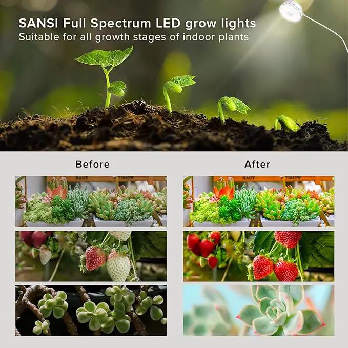 SANSI Puck Grow Light, LED Plant Light for Indoor Plants Full Spectrum Grow Lamp 10W (150 Watt Equiv), Small Hanging Plant Lamp with Timer Auto On Off 4 8 12 Hrs, 4-Level Dimmable for Plant Shelf by GreenHaven Gardens
