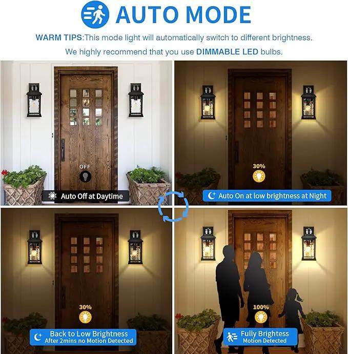 Motion Sensor Outdoor Lights Wall Mount, Dusk to Dawn Exterior Light Fixture ,100% Anti-Rust Aluminum Waterproof Porch Light Outside Wall Lights for House, Black Wall Sconce Lanterns with Water Glass… by GreenHaven Gardens