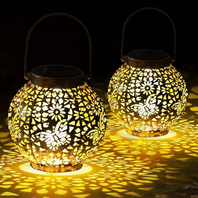 MAGGIFT 2 Pack Solar Lanterns Outdoor Waterproof Hanging Lantern Lights Decorative Solar Light for Garden Table Patio Yard Pathway Walkway,Unique Gifts for Women Gardening,Warm White. by GreenHaven Gardens