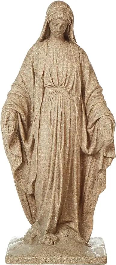 Emsco Group Virgin Mary Statue - Natural Sandstone Appearance - Made of Resin - Lightweight - 34" Height by GreenHaven Gardens