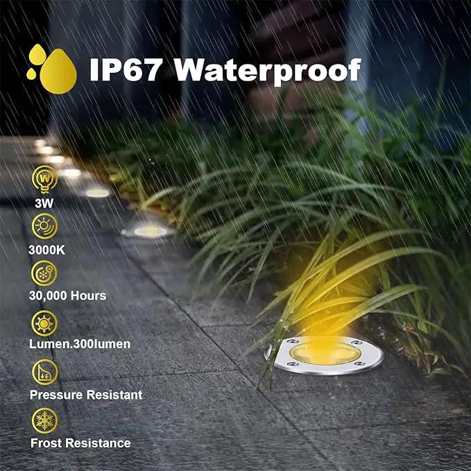 4 Pack 3w 12v Low Voltage In-ground Lights LED Landscape Light Waterproof IP67 Pathway Lights Outdoor spotlights Trees Flags for Garden,Yard,Tree (Warm White) by GreenHaven Gardens