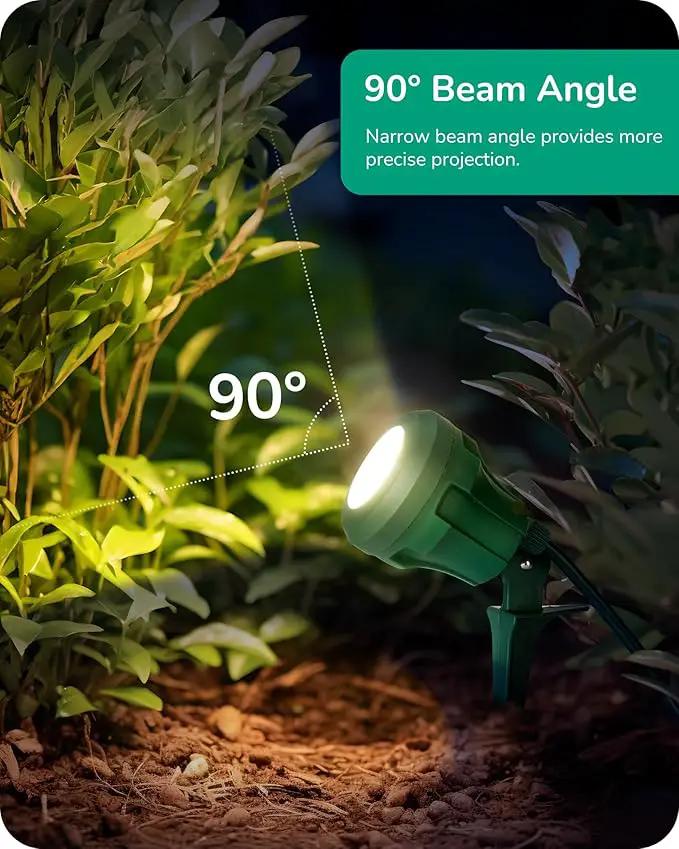 EDISHINE LED Outdoor Spotlights, 120V 4.8W Plug in Spot Light with 3 Lenses (Red Green Yellow), 180° Rotatable, 5000K, Waterproof Landscape Lighting for Flag Tree Garden, 2 Pack by GreenHaven Gardens