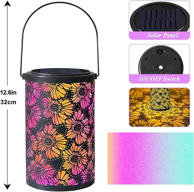 Solar-Powered Iron Art Lantern - Two Lighting Modes Waterproof Hanging Ambiance Lighting for Gardens & Patios, Perfect as Decorative Gift Housewarming Gift Mom Gifts (Leaf) by GreenHaven Gardens
