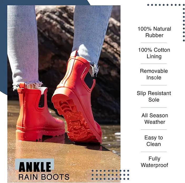 NORTY - Womens Ankle Rain Boots - Ladies Waterproof Winter Spring Garden Boot runs ½ size large by GreenHaven Gardens
