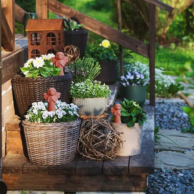 WILDKEN Terracotta Watering Globes, 3 Pack Angel Shaped Plant Watering Spikes Vacation Self-Watering Planters Devices for Indoor and Outdoor Plants by GreenHaven Gardens