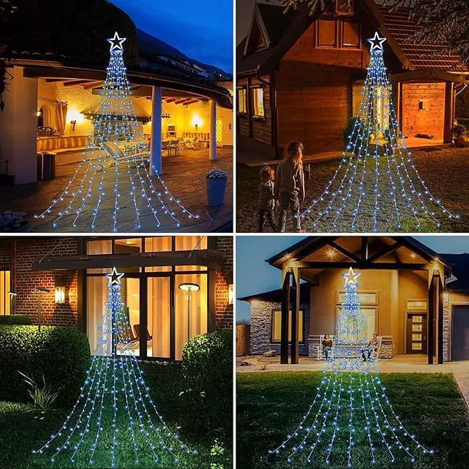 Christmas Decorations Star String Lights, 320 LED Waterfall Tree Lights with 13" Topper Star 8 Lighting Modes Indoor Outdoor Decorative for New Year, Holiday, Wedding, Party by GreenHaven Gardens