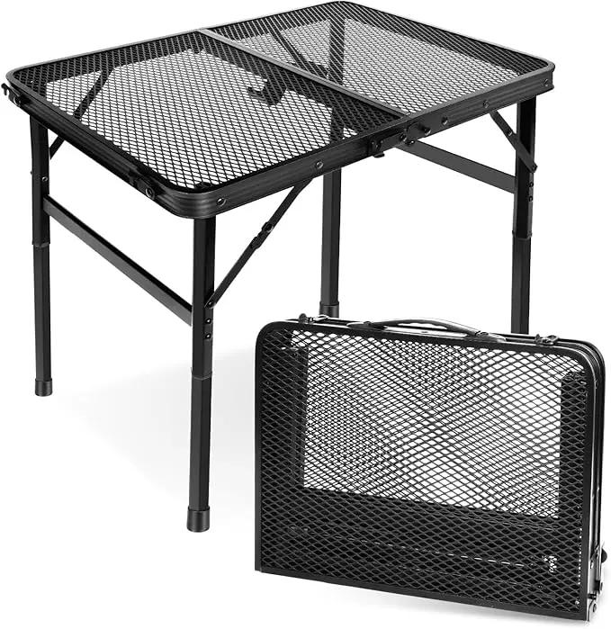 Small Folding Table, Easy for Storage, Compact and Portable Picnic Table for Grill, Outdoor Camping, Garden, Patio, Dining, BBQ, Party, Market, 2Ft (Small, Black), 23.6" L x 15.8" W by GreenHaven Gardens