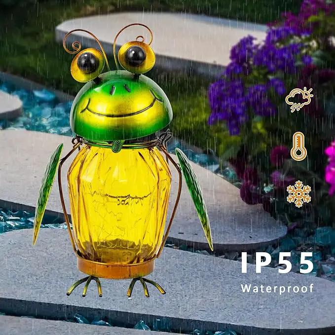2 Pack Solar Lanterns Outdoor Waterproof Frog Hanging Solar Lantern, LED Glass Jar Outdoor Lanterns, Garden Lantern Lights for Yard Tree Table Xmas Metal Decoration by GreenHaven Gardens