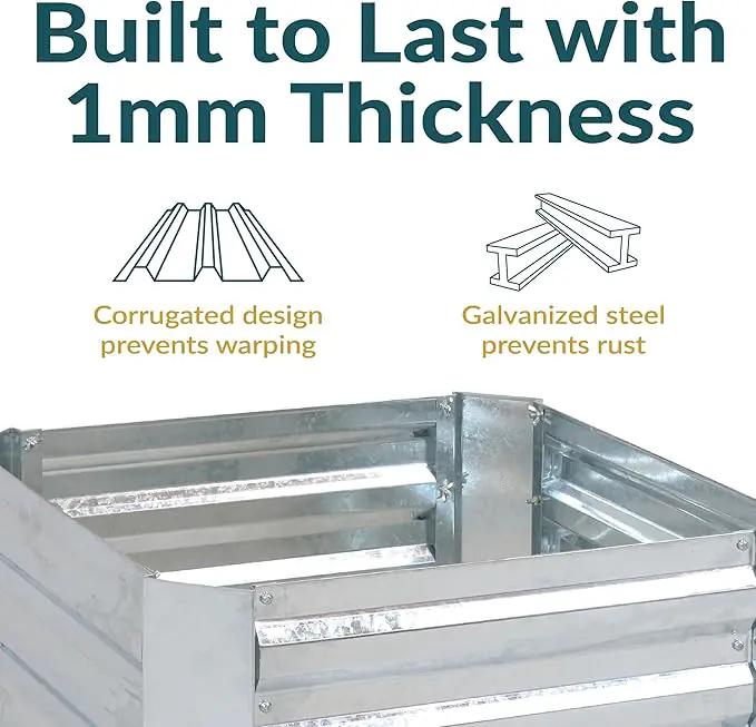 Sunnydaze 11.75" H Raised Metal Garden Bed - Galvanized Raised Garden Bed Outdoor for Vegetables and Flowers - Silver - Square by GreenHaven Gardens