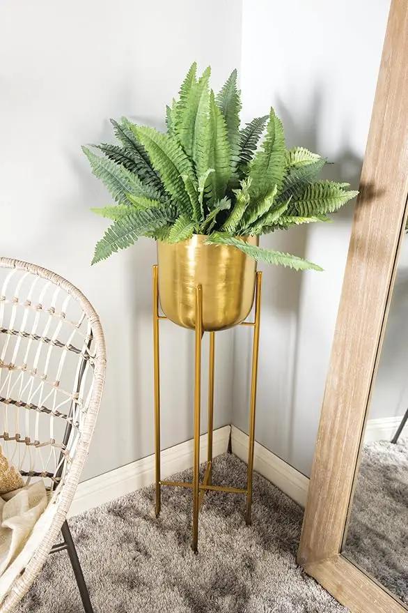 CosmoLiving by Cosmopolitan Metal Indoor Outdoor Planter Tall Indoor Outdoor Dome Large Planter Pot with Removable Stand, Set of 2 Planters 39", 46"H, Gold by GreenHaven Gardens