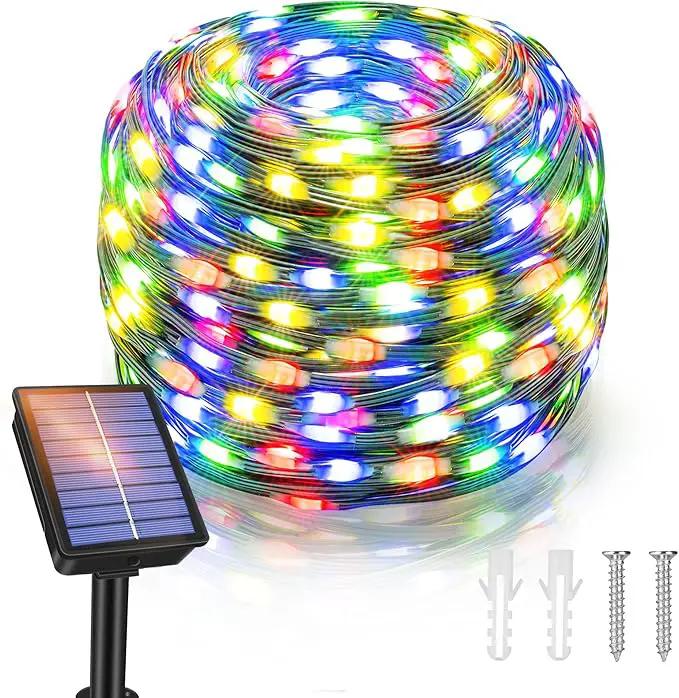 Ollny Solar String Lights Outdoor, 66FT 200LED Solar Fairy Lights with 8 Modes, IP67 Waterproof for Outside Yard Garden Patio Camping Party, Multicolor by GreenHaven Gardens