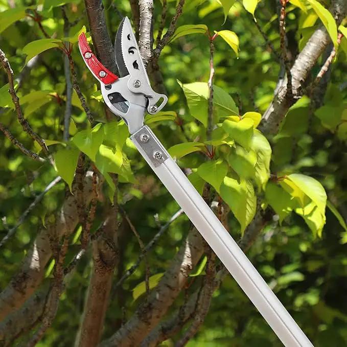 GARTOL Cut & Hold Pole Pruner, 4.2 FT Lightweight Fruit Picker with 180° Rotating Handle, SK5 Steel Blade Cuts up to 1/2 Inch, Long Reach Garden Tree Trimmer & Branch Cutter for Shrubs, Bushes by GreenHaven Gardens