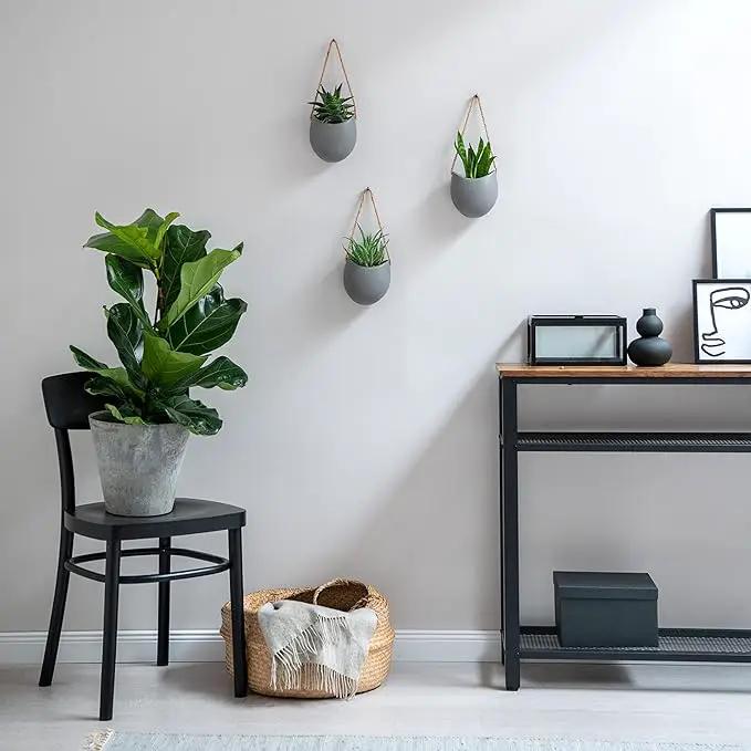 Wall Planters -Ellie- | Hanging Ceramic Plant Pots 3 Pieces | Wall Decoration for Indoors, Balcony and Garden | Grey (Matte) by GreenHaven Gardens