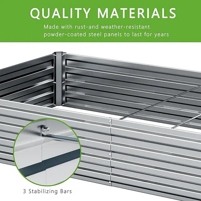 2PCS 12x2x1FT Galvanized Raised Garden Bed Kit,Vegetable Boxes-Rectangle Metal Flower Box,Large Planter Raised Beds Outdoor Garden for Planting,Fruit,Herb-Sliver by GreenHaven Gardens