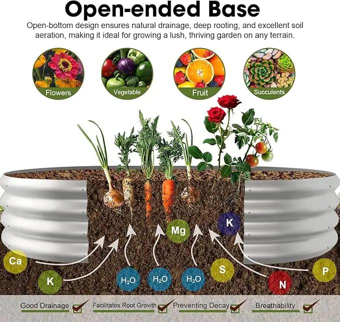 5x3x1ft Oval Galvanized Raised Garden Bed Outdoor 9-in-1 Large Metal Modular Planter Box Raised Beds for Gardening,Vegetables,Fruits,Flowers & Herbs (Silver) by GreenHaven Gardens