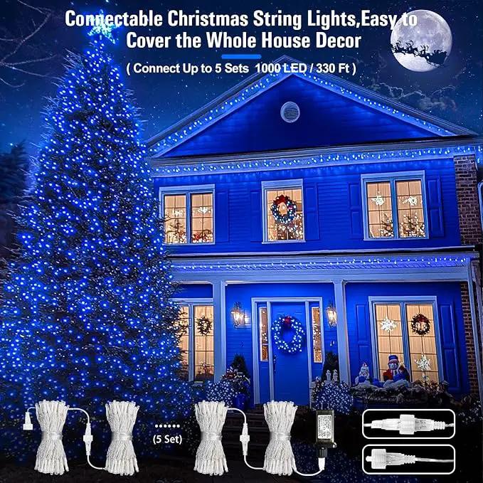 JMEXSUSS 66ft 200 LED Blue Christmas Lights Indoor Outdoor, Connectable Blue String Lights Clear Wire Plug in, 8 Modes Blue Fary Lights for Halloween Tree Party Bedroom Wall Christmas Decoration by GreenHaven Gardens