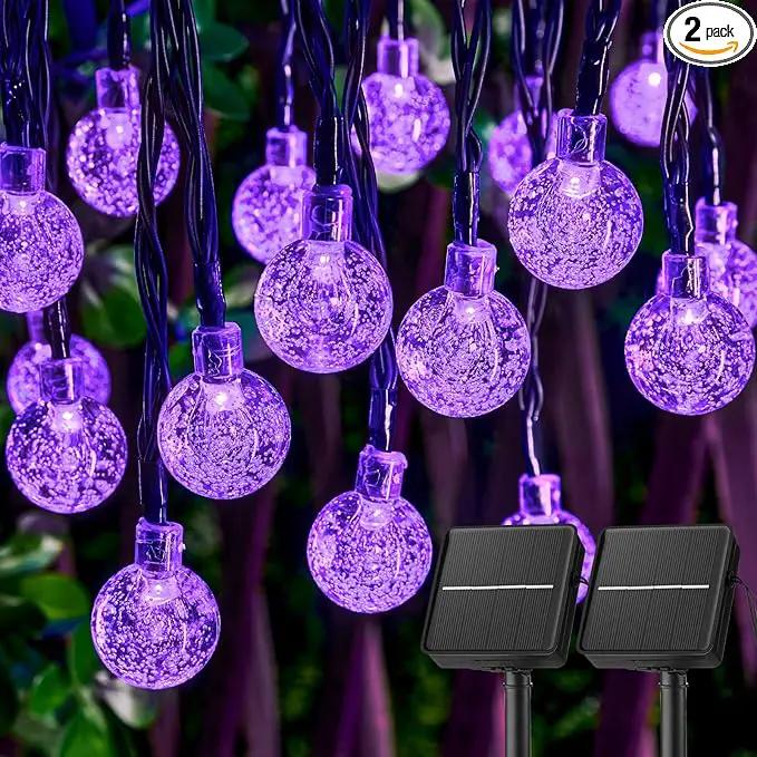Purple Solar Lights Outdoor Waterproof, 2-Pack 120 LED 72 FT Total, Halloween Globe Lights for Garden Yard Wedding Christmas Party Decor (Purple) by GreenHaven Gardens