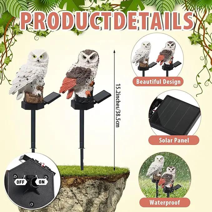 Capoda 2 Pieces Owl Garden Decorations Resin Owl Figurine Solar Light Stake Waterproof Animal Light Outdoor Decorations for Patio Yard Lawn Porch Pathway Decoration by GreenHaven Gardens