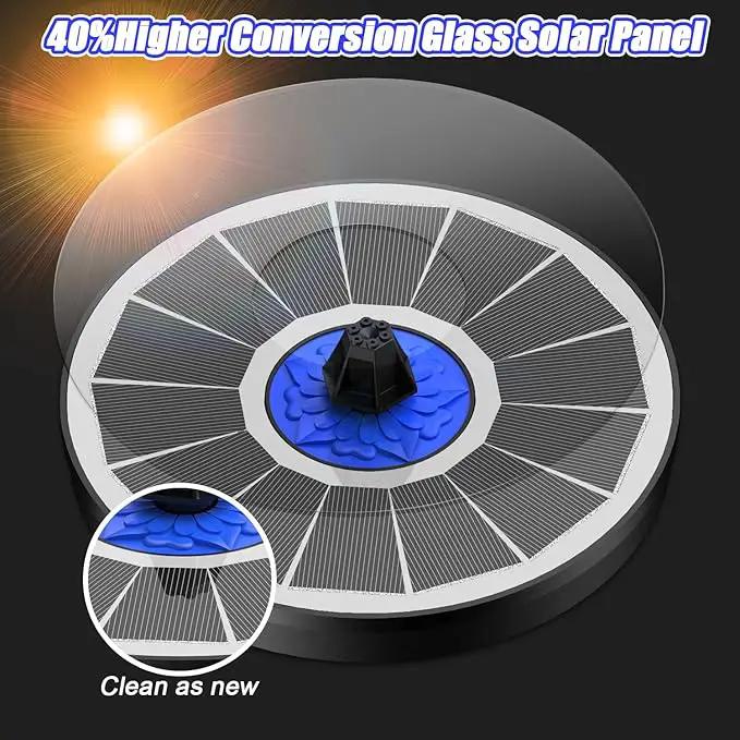 SZMP Solar Fountain Upgrade, 3.5W Solar Powered Bird Bath Fountains with Flower, Outdoor Water Feature Solar Pump with 7-in-1 Nozzles, 4 Fixed Pipes for Humingbirds, Garden, Pool, Pond, and Fish Tank by GreenHaven Gardens