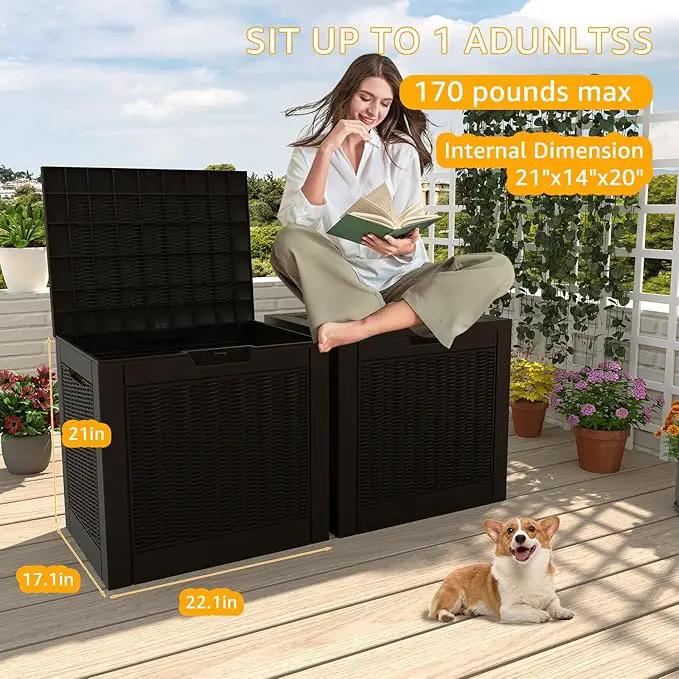 DRATO 31 Gallon Deck Box, Outdoor Storage Box for Patio Cushion, Sports Equipment, Garden Tools, Waterproof Resin Storage Box (Black) by GreenHaven Gardens