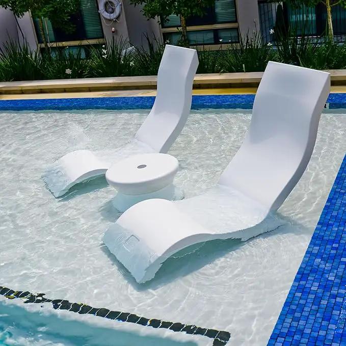 Ledge Lounger - Signature Chair - Inside Pool & Sun Shelf Lounge Chair - Designed for Shallow Shelves Up to 9” - Compatible with All Pool Types - Poolside & Sun Deck Tanning - Set of 2 - Sandstone by GreenHaven Gardens