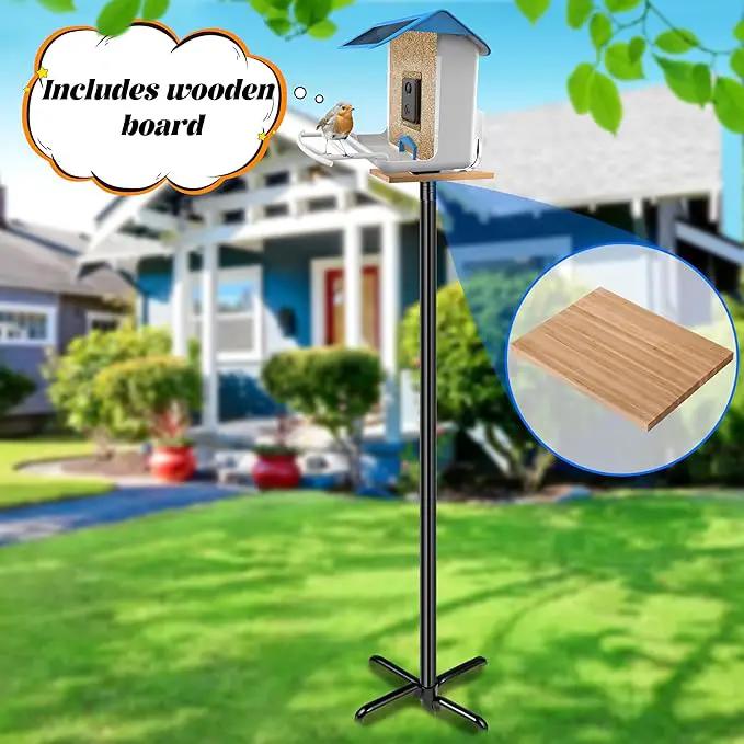 Ottsuls Bird Feeder Pole, 92 Inch Heavy Duty Bird House Pole Kit for Outdoors, with Wooden Board, 5-Prong Base Feeding Station for Wild Birds Watching, Adjustable Feeder Stand (House Not Included) by GreenHaven Gardens