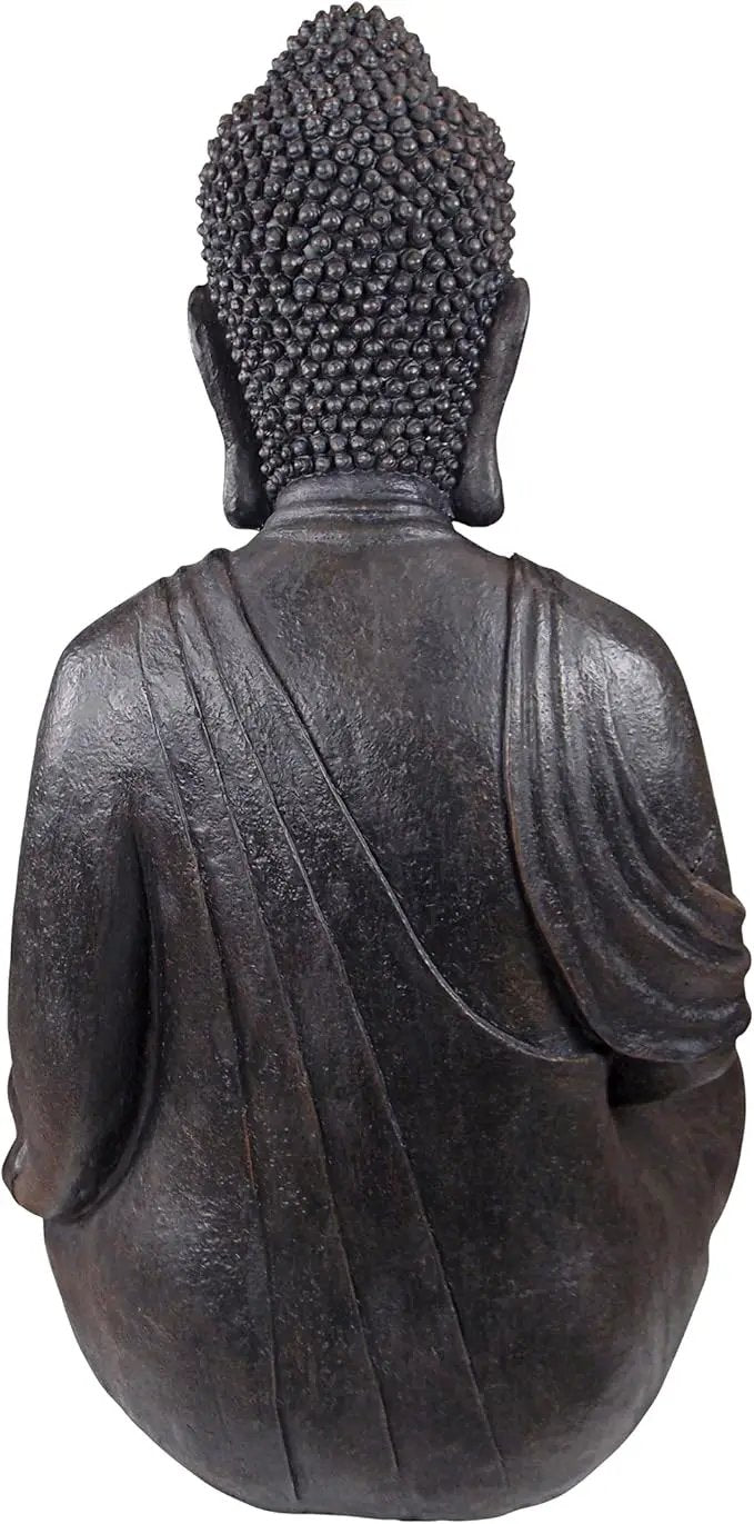Design Toscano Meditative Asian Decor Grand Temple Indoor/Outdoor Garden Statue, Large, 40 inches tall, Cast Stone Resin, Dark Stone Finish by GreenHaven Gardens