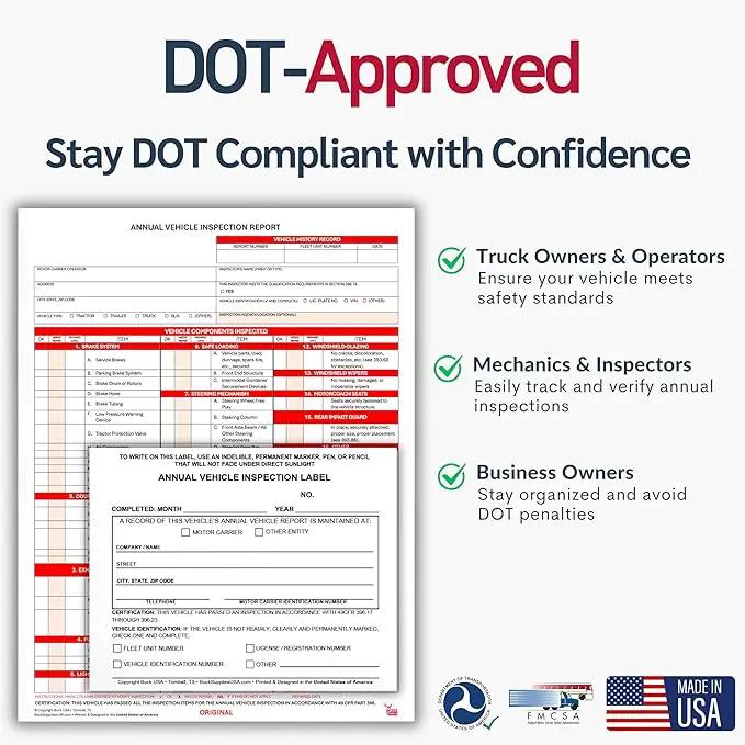 25 Pack Buck Annual Vehicle Inspection Label, 2-Ply Adhesive Vinyl with Mylar Laminate, FMCSA & DOT Compliant, Weatherproof, Tear Resistant, Easy to Write On, 5" x 4" - Made in USA by GreenHaven Gardens