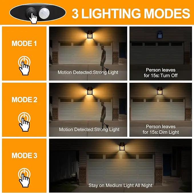 Joomer Solar Wall Lights Outdoor 4PACK, Dusk to Dawn Porch Lights Fixture, Waterproof Exterior Lighting with Clear Panel for Entryway Front Door, Solar Wall Lantern with 3 Modes & Motion Sensor by GreenHaven Gardens
