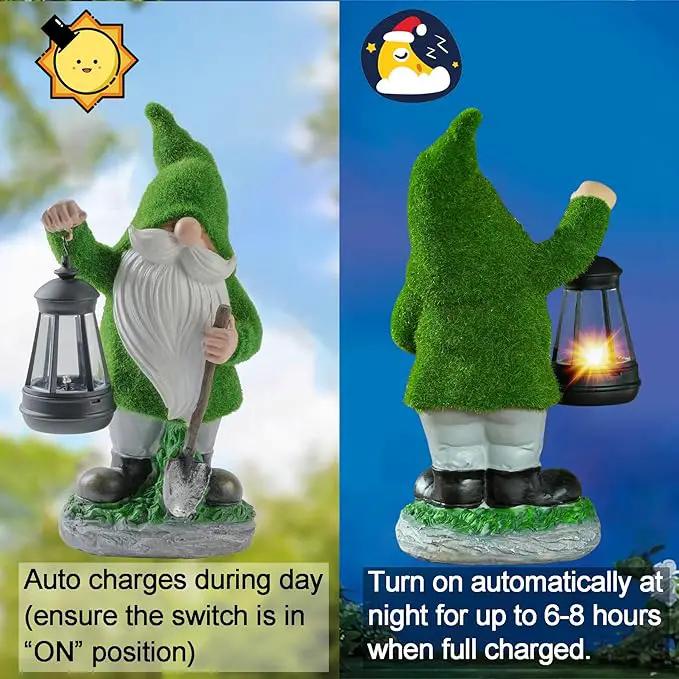 Elenon Garden Gnome Decor Solar Lights, Solar Elf Garden Figurines Outdoor Decorative, Solar Yard Art Garden Sculptures & Statues for Patio Yard Pathway by GreenHaven Gardens