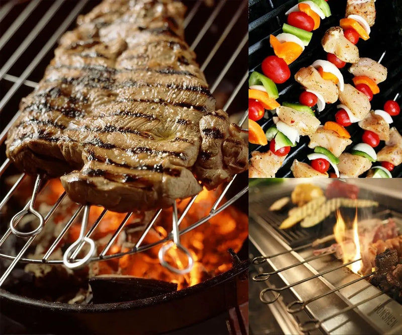10 Inch Metal Barbecue Skewers, Stainless Steel BBQ Skewers, Shish Kebab Kabob Skewers 12 Pcs by GreenHaven Gardens