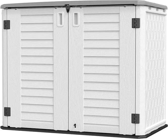 HOMSPARK Storage Shed Weather Resistance, Multi-Purpose Outdoor Storage Cabinet for Backyards and Patios, 26 Cu.ft Capacity Horizontal Storage Shed for Bike, Lawnmower, Trash Cans, Patio Accessories by GreenHaven Gardens