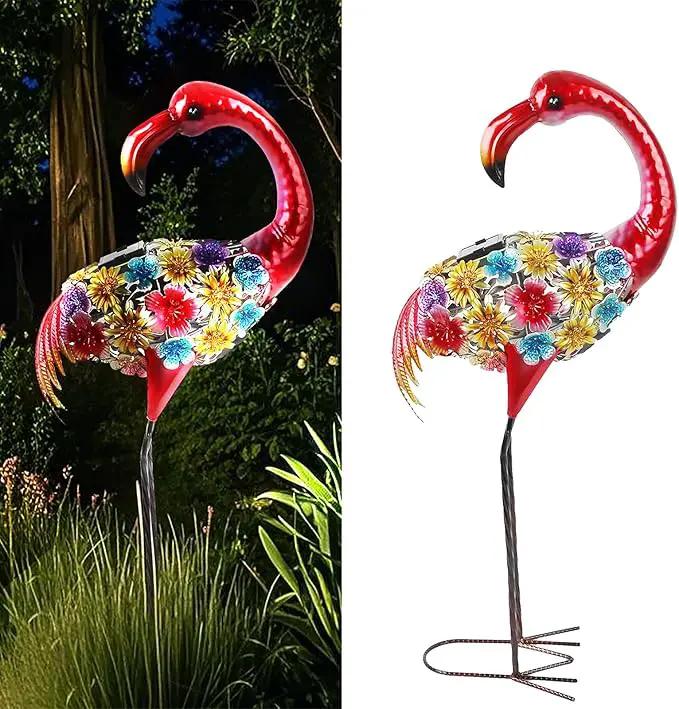 Solar Outdoor Garden Lights,25.3 Inch Height Metal Flamingo Sculptures Garden Statues,Mothers Day Ideal Gifts, Waterproof Path Lights Lawn Stake Ornaments for Patio Pathway Lawn Porch Yard Decoration by GreenHaven Gardens