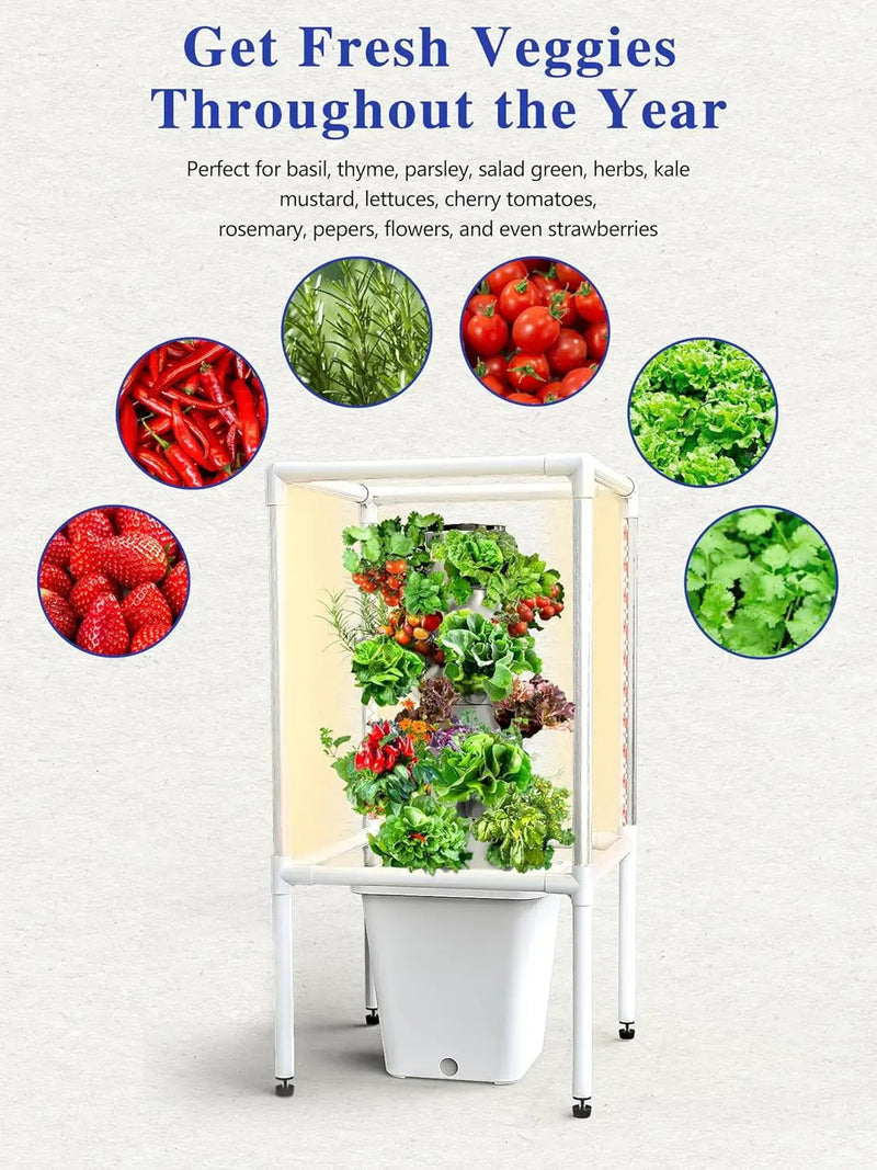 SJZX Hydroponics Growing System, 18 pods Vertical Small hydroponic Tower with LED Grow Light for Indoor Gardening, Classroom Growing Kit, Winter Germination Kits, Beginner-Friendly by GreenHaven Gardens