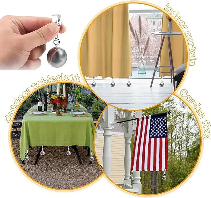 12 Pack Heavy Duty Curtain Weights for Outdoor Indoor, Stainless Steel Drapery Clips Keepping Curtain Panel Straight, Keep Shower Curtains from Waving, Weigh Down Sun Curtain Tablecloth Garden Flag by GreenHaven Gardens