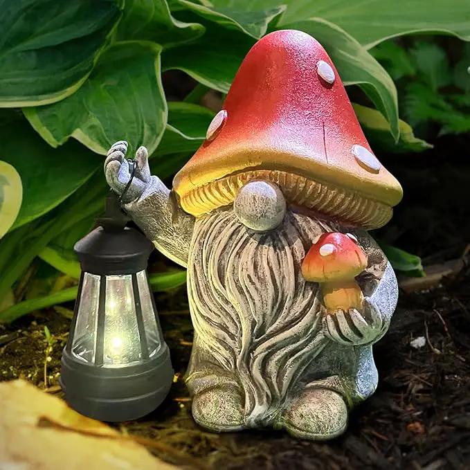 Mushroom Gnome Garden Decor Outdoor Statues, Cute Solar Lights Lawn, Balcony, Yard Decorations, Outdoor Garden Decorations for Patio Mom Gift by GreenHaven Gardens