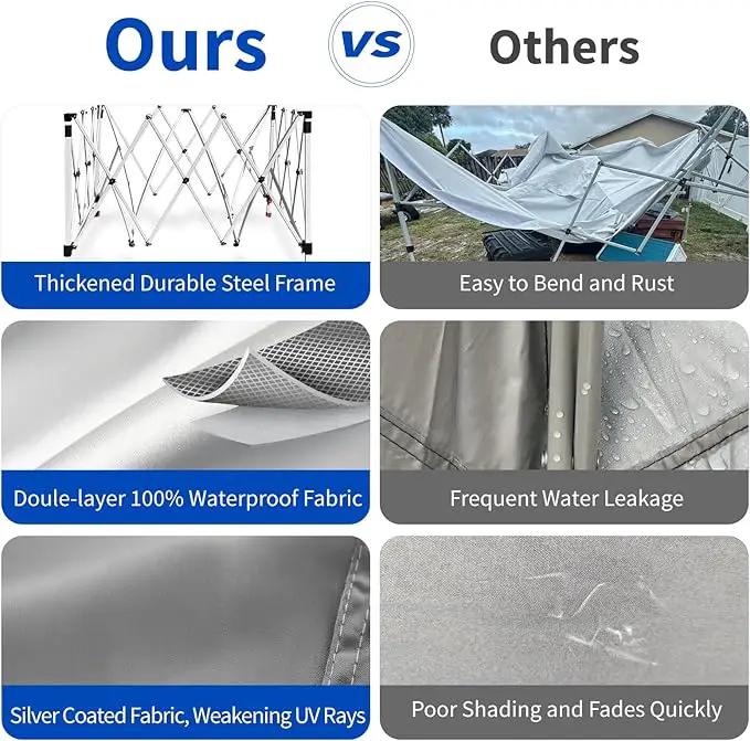 10x10 Pop Up Canopy, 300D Silver Coated Blue Fabric Outdoor Gazebo, Beach Tent Slant Legs with Storage Bag,Easy Up Sun Shade Shelter Tents with 8x8 Top Cover for Patio,Party by GreenHaven Gardens