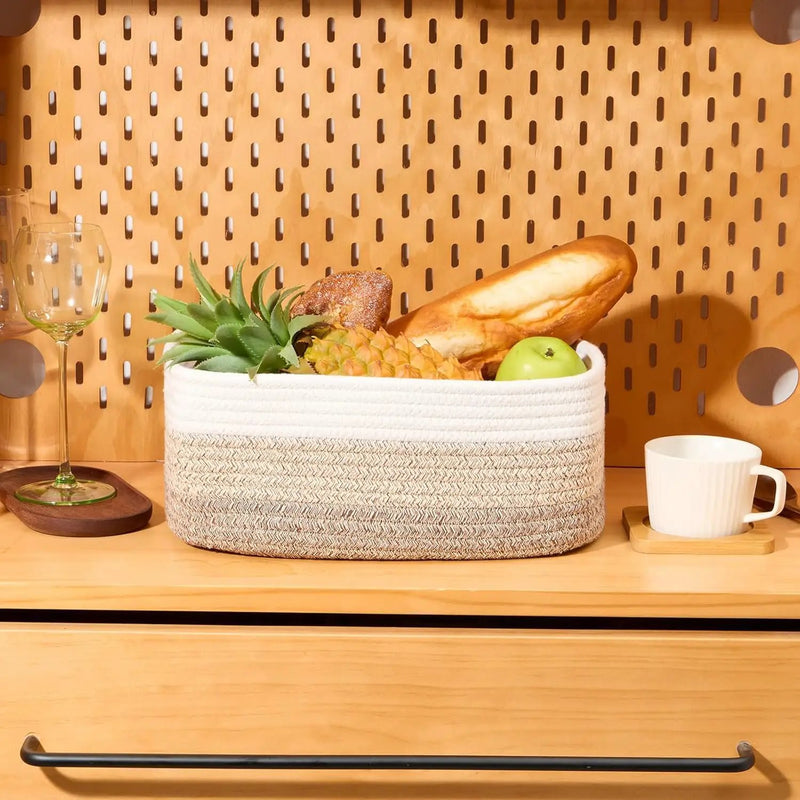 Small Storage Baskets for Organizing | Closet Organizer Bins | Shelf Toy Basket | Woven Rope Baskets | Cube Decorative Box | Shallow Basket | 13x8.5x5.1” | 3 Packs Gradient Brown by GreenHaven Gardens