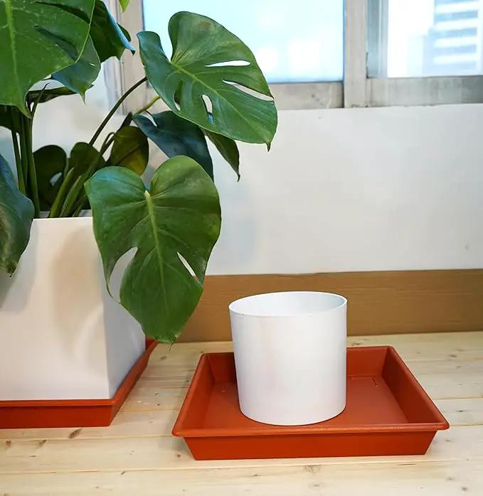 Square Plant Saucer 18 Inch 2 Pack, Large Plant Trays for Pots Heavy Duty Plastic Plant Saucers for Indoors Outdoors, Flower Pot Plant Drip Trays No Holes Terracotta Plant Lover Gardening Gifts by GreenHaven Gardens
