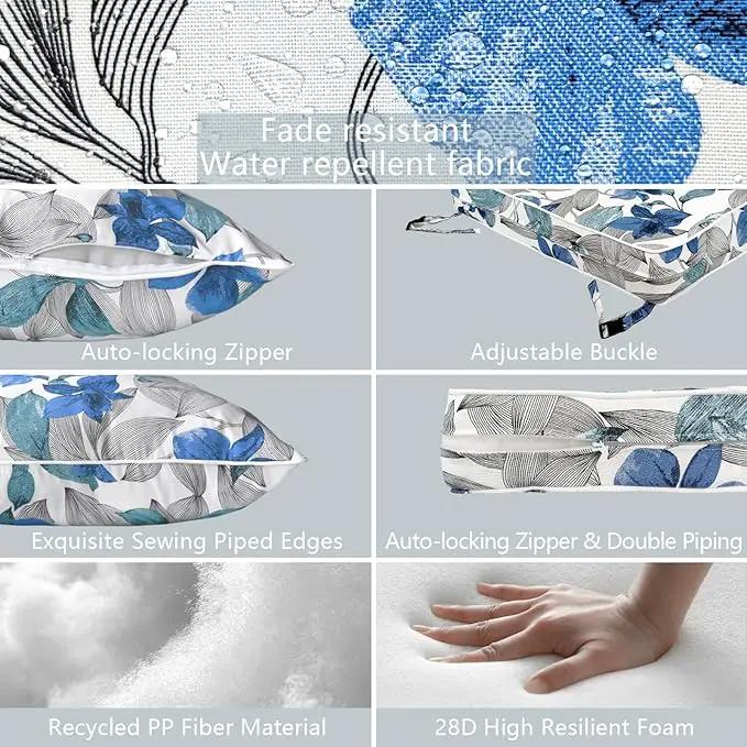 LVTXIII Outdoor Seat and Back Cushion Patio Deep Seat Cushion Set Seasonal Chair Cushion for Wicker Chairs and Garden Furniture Decoration, 24"x24"x4", Clemens Noir Blue by GreenHaven Gardens