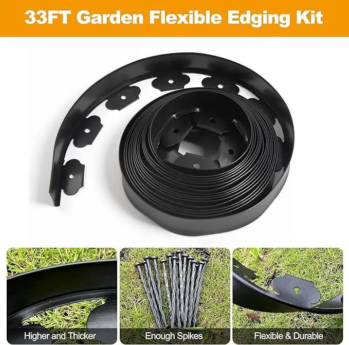 4 inch Tall Landscape Edging No Dig 33FT Garden Edging with 30 Spikes, Landscape Edging Border for Landscaping, Lawn, Flower Beds, Grass, Yard by GreenHaven Gardens