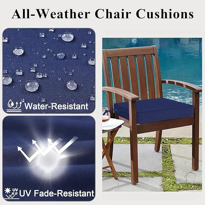 Outdoor Chair Cushions Set of 2 for Patio Furniture 24x24x4 Inch Waterproof Patio Chair Cushion 3 Year Color Fastness Square Elastic Foam Garden Sofa Couch Pads with Ties and Handle,Blue by GreenHaven Gardens