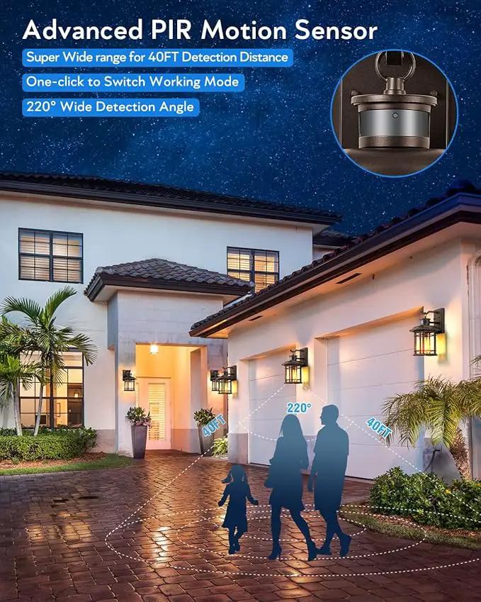 VIANIS Brown Motion Sensor Outdoor Light Fixture, Dusk to Dawn Exterior Lights for House, Waterproof, Anti-Rust Outdoor Sconce Lights for House, Doorway, Garage, Oil Rubbed Bronze by GreenHaven Gardens