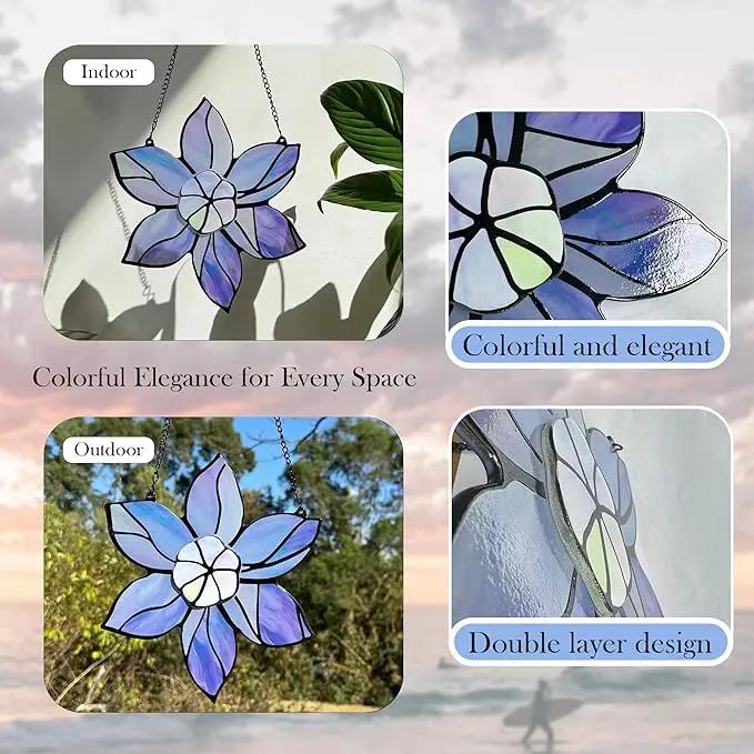Stained Glass Window Hanging - Double-Layered Flowers Stain Glass Decoration Sun Catchers Indoor Window,Floral Suncatcher Gift for Mom Grandma Nana Aunt by GreenHaven Gardens