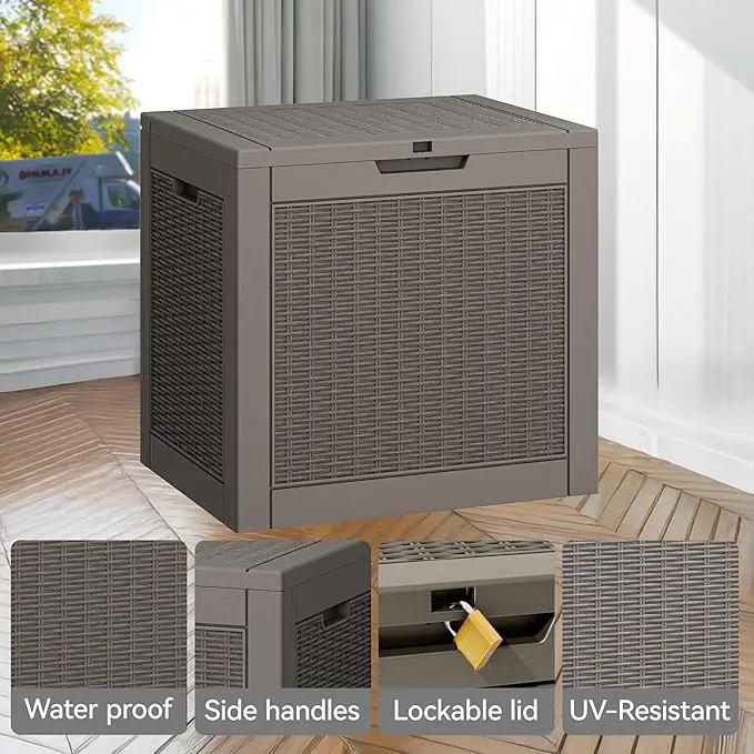 KAMABOKO 30 Gallon Outdoor Storage Box, Resin Deck Boxes Indoor and outdoor, Waterproof Storage Box Lockable Lid for Garden Tools, Package Delivery, Pool Supplies, Patio Cushions, Grey by GreenHaven Gardens