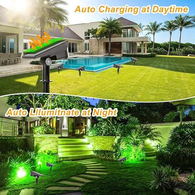 T-SUNUS Green Solar Lights Outdoor Waterproof IP65 Landscape Spotlights 2 Modes Dusk to Dawn for Christmas Halloween Tree Statue Graveyard Garden Flag 4 Pack by GreenHaven Gardens
