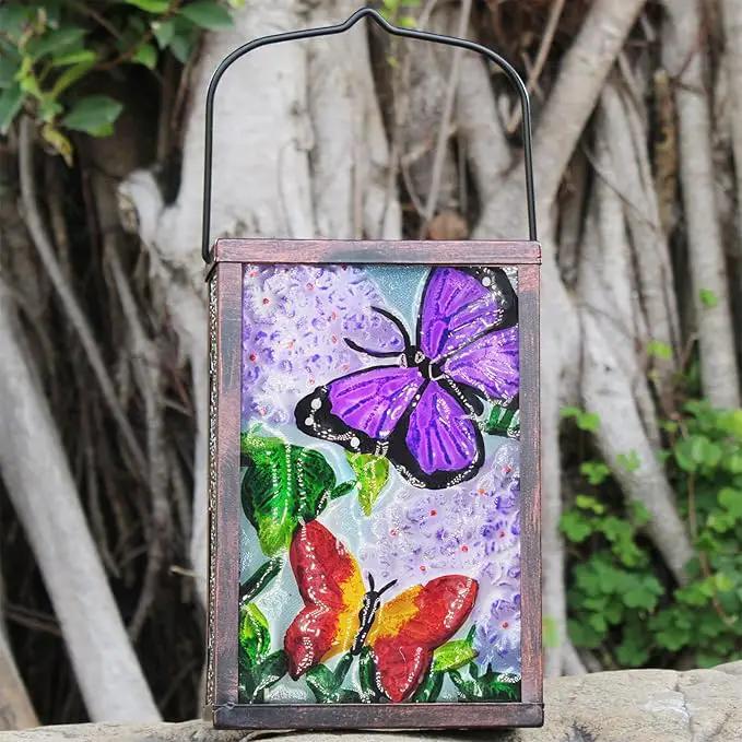 Hanging Solar Lantern, Outdoor Decorative, LED Solar Butterfly Lights, Tabletop Lamp for Outdoor Patio Garden by GreenHaven Gardens
