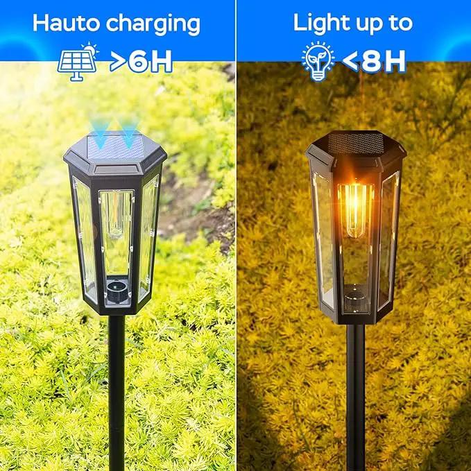 Solar Pathway Lights Outdoor 4 Pack IP65 Waterproof Solar Lights for Garden Yard Solar Powered Landscape Lighting for Patio Walkway Driveway Pathway (Warm Light) by GreenHaven Gardens