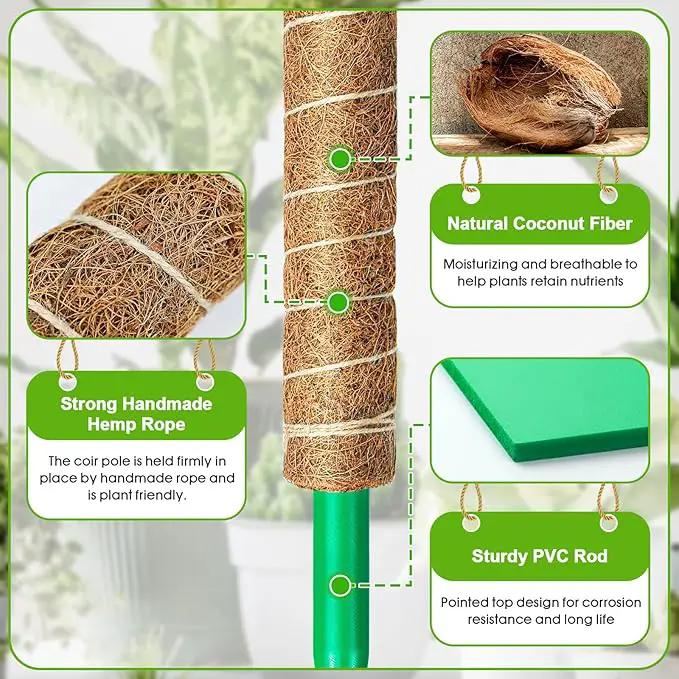 EAONE Moss Pole 96 Inch, 6 Pack 16" Monstera Plant Support for Climbing Potted Live Plants Indoor, Stackable Coco Coir Moss Sticks Monstera Stakes for Pothos Philodendron, with Garden Labels & Ties by GreenHaven Gardens