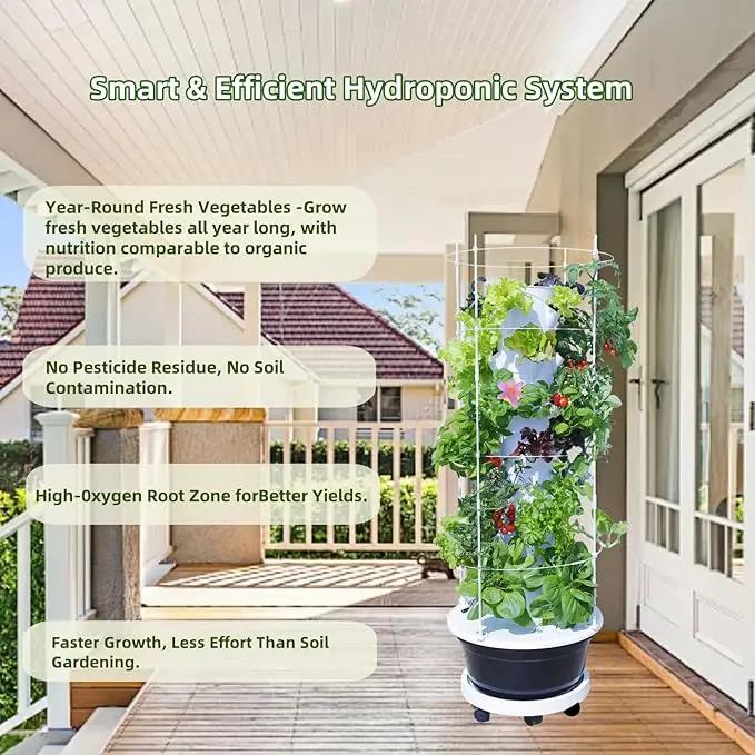 Hydroponic Growing System Kit,Indoor&Outdoor Vertical Hydroponic Growing Garden for Leafy Greens & Herbs, 28 Plant Sites with Climbing Trellis, Energy-Efficient Kit by GreenHaven Gardens